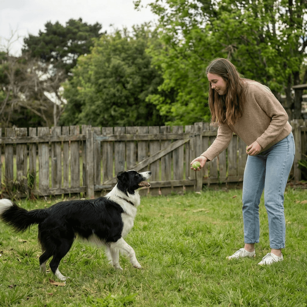 Happy Balloxx customer Sarah M. with their pet Max
